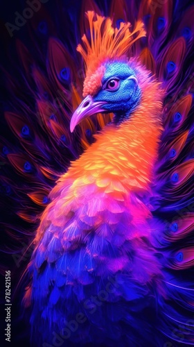 Neon Peacock: Mesmerizing Chaos in Dynamic Composition Generative AI