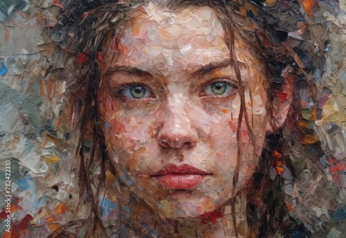 Impressionistic Oil Portrait with Textural Details Generative AI photo