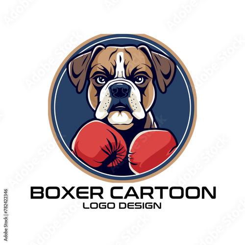 Boxer Cartoon Vector Logo Design photo