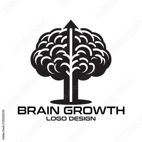 Brain Growth Vector Logo Design photo