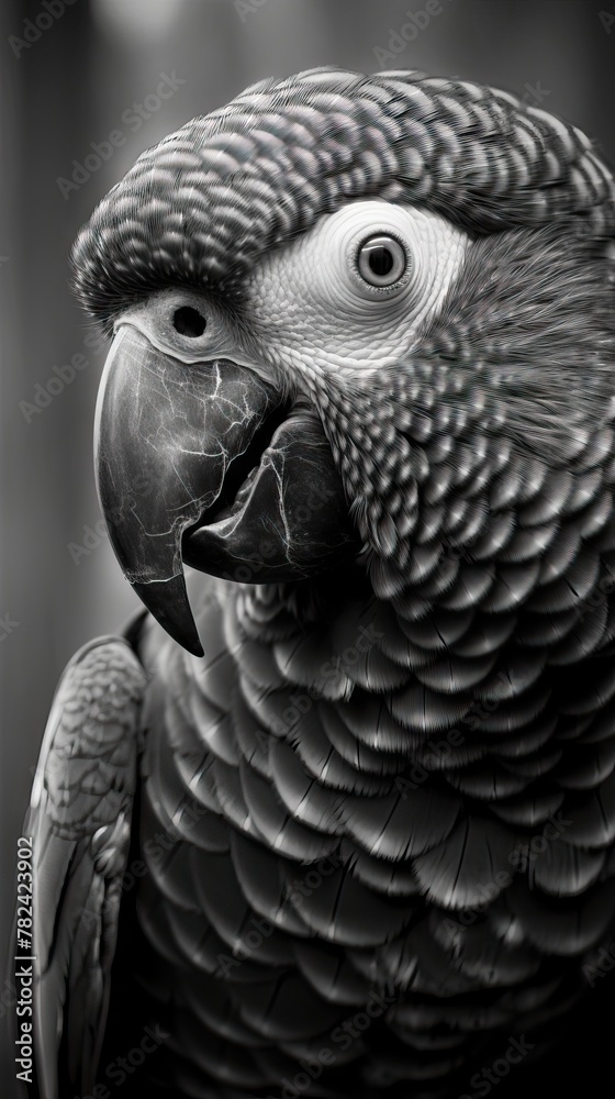 Captivating Black and White Parrot Portrait Generative AI Captivating Black and White Parrot Portrait Generative AI