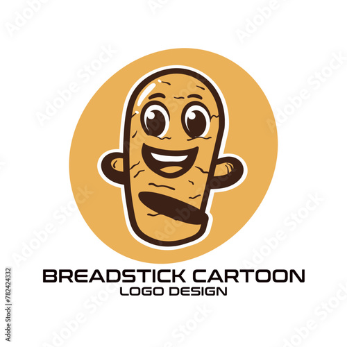 Breadstick Cartoon Vector Logo Design 