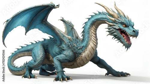blue dragon 3D illustration. Generative ai
