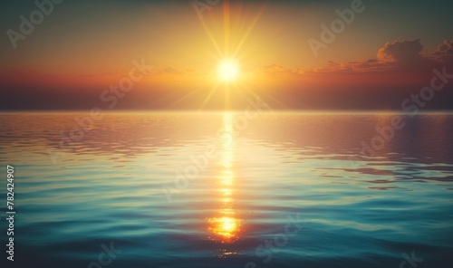 Serene Mediterranean Sunrise Over Tranquil Waters Generative AI