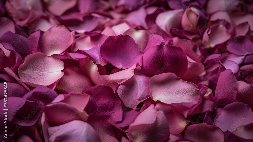 Romantic Pink Rose Petals and Lilac Flowers on Purple Background Generative AI Romantic Pink Rose Petals and Lilac Flowers on Purple Background Generative AI