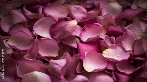 Romantic Pink Rose Petals on Lavender Background Generative AI