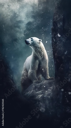 Vibrant Polar Bear Collage Generative AI