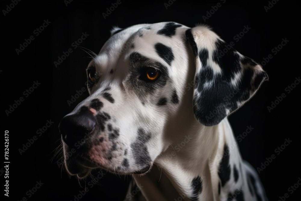 Captivating Dalmatian Pup on Dark Background Generative AI Captivating Dalmatian Pup on Dark Background Generative AI