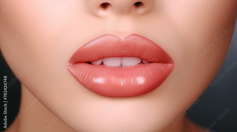 Fototapeta premium Professional Salon Lip Augmentation Procedure Generative AI