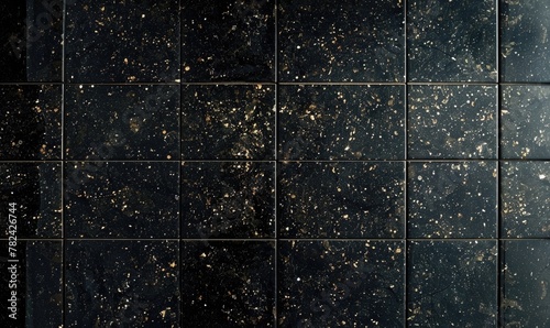 sleek black granite tiles top view background