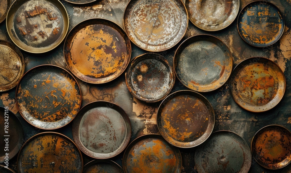 closeup view of rusted brass plates closeup view of rusted brass plates