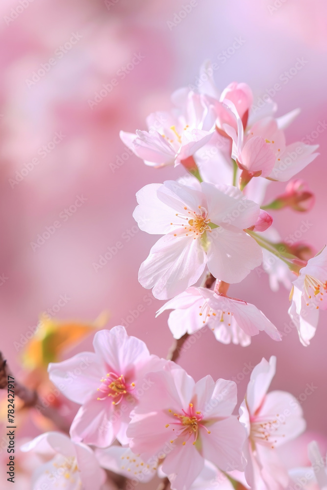 Cherry Blossoms Aglow in Spring Light