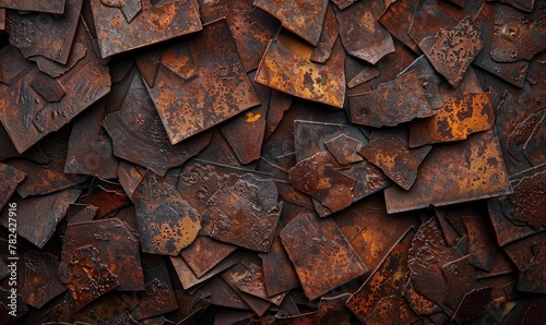 abstract background with rusted metal plates in shades of deep brown and ochre