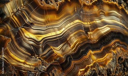 background adorned with the organic texture of raw tiger's eye semi-gemstones photo