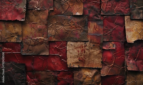 abstract background with rusted metal plates in shades of deep brown and ochre photo