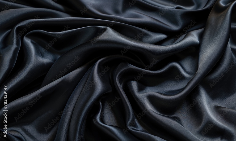 abstract background covered in rich satin material in elegant midnight black