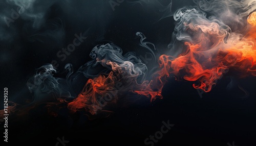 A close up of smoke resembling dark clouds rising from a fire