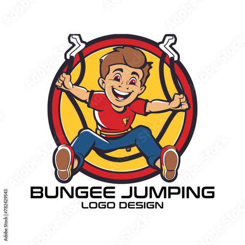 Bungee Jumping Cartoon Vector Logo Design