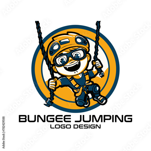 Bungee Jumping Cartoon Vector Logo Design