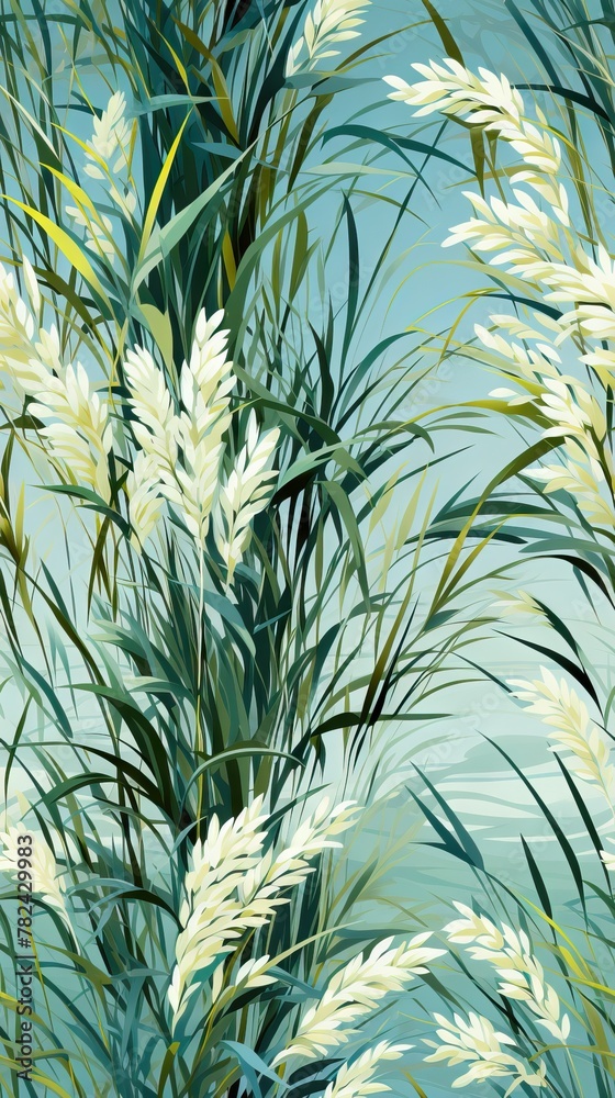 Fototapeta premium Serene Beach Grass Illustration Generative AI