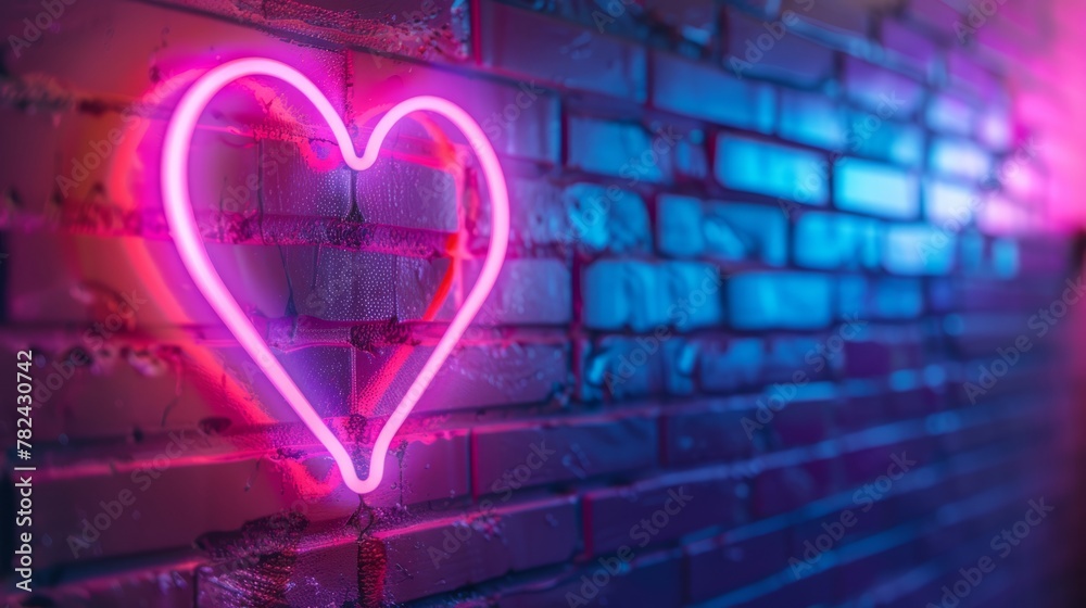 Heart symbol, love, abstract neon background.