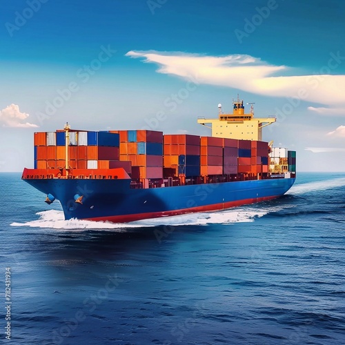 Container ship, logistics business cargo transportation of international container ships on the high seas