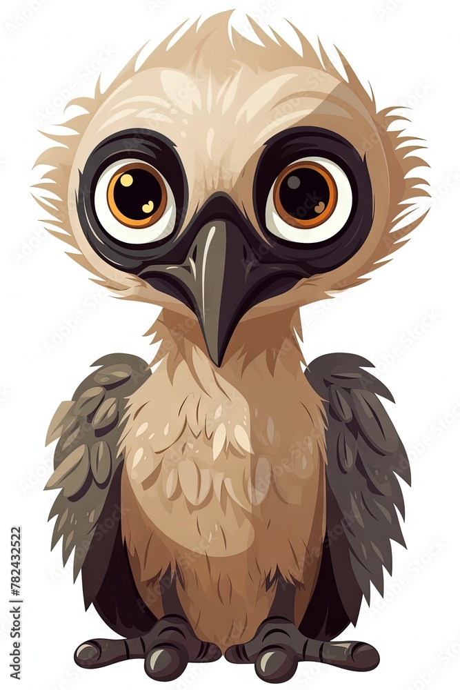 Fototapeta premium Vulture Illustration - Cute and Sweet Baby Face Generative AI