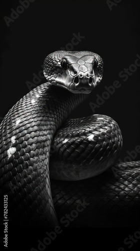 Snake in Black and White Style Generative AI