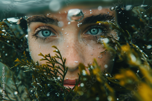 Mystic Gaze: Woman Amidst the Seaweed photo