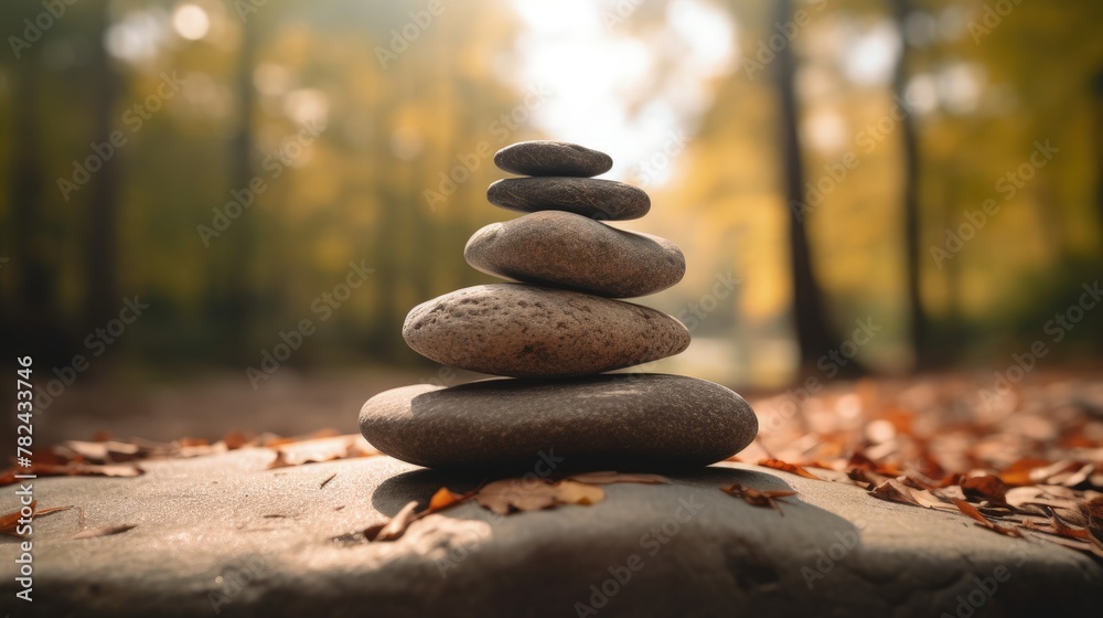Tranquil Image of Stacked Stones in Nature Generative AI Tranquil Image of Stacked Stones in Nature Generative AI