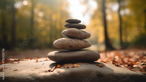 Tranquil Image of Stacked Stones in Nature Generative AI