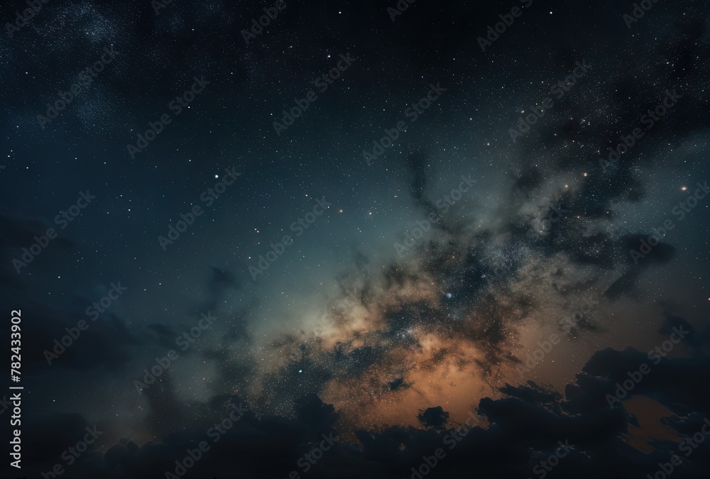 Cosmic Night Sky with Milky Way in Light Brown and Dark Blue - Space Art - Generative AI