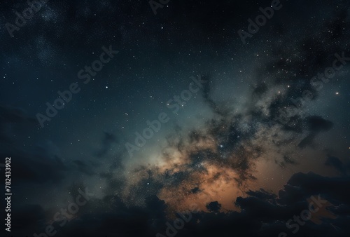 Cosmic Night Sky with Milky Way in Light Brown and Dark Blue - Space Art - Generative AI © AlexandraRooss