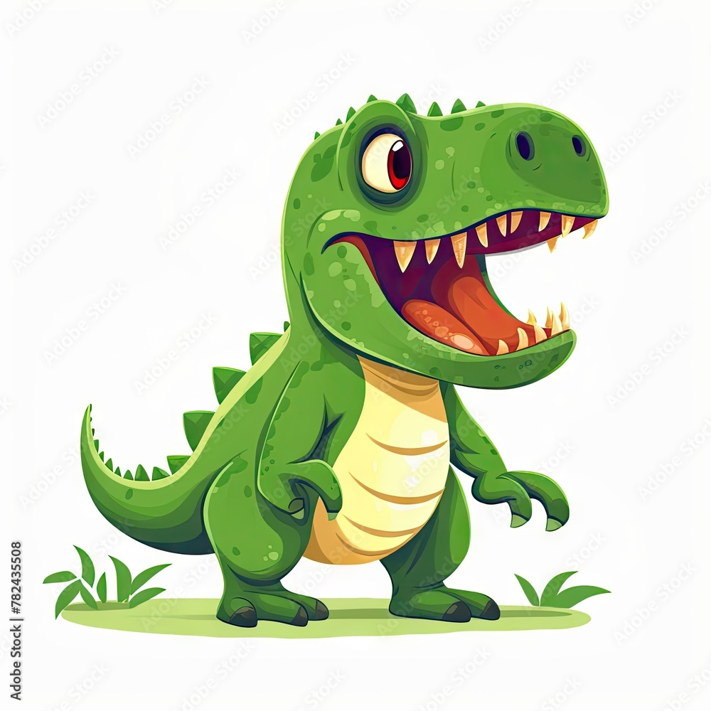 Fototapeta premium Ferocious T-Rex with Angry Expression Minimalist Digital Art Illustration Generative AI