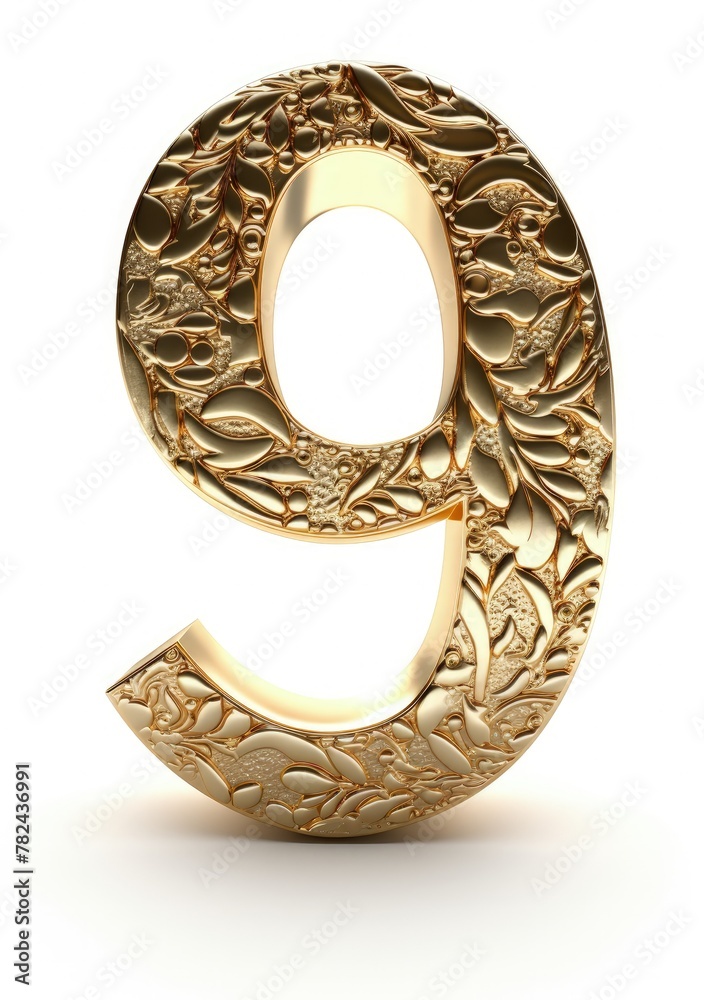Intricate Golden Numerical Sculpture Generative AI Intricate Golden Numerical Sculpture Generative AI