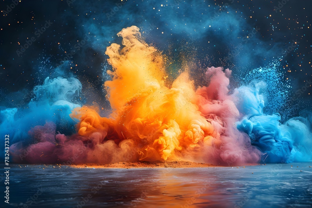 Explosion of Colors in Abstract Cloudscape. Concept Abstract Art, Colorful Clouds, Inspirational Scenes