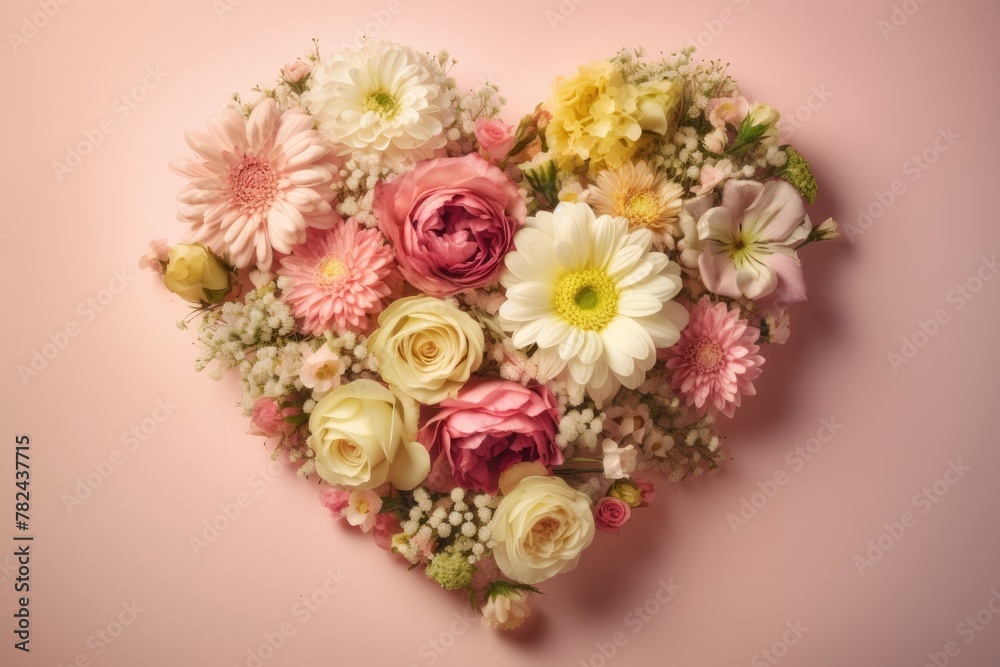 Vibrant Floral Heart Arrangement for Mother's Day Generative AI Vibrant Floral Heart Arrangement for Mother's Day Generative AI