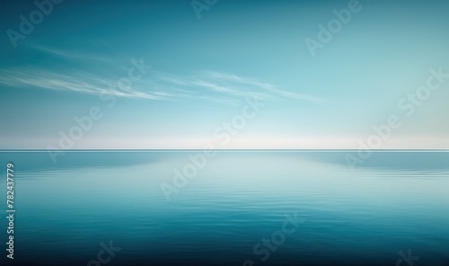 Tranquil Minimalist Seascape with Smooth Blue Waters and Clear Horizon Generative AI © AlexandraRooss
