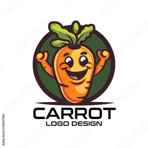 Carrot Cartoon Vector Logo Design photo