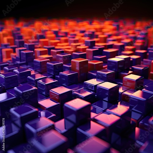Vibrant Glossy Cubes in Geometric Formation Generative AI