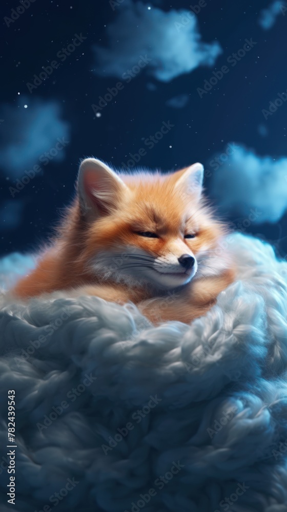 Serene Slumber: A Realistic Foxy Dreamscape Generative AI