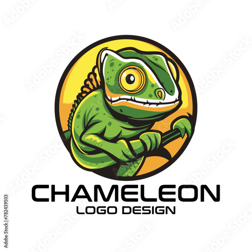 Chameleon Cartoon Vector Logo Design photo