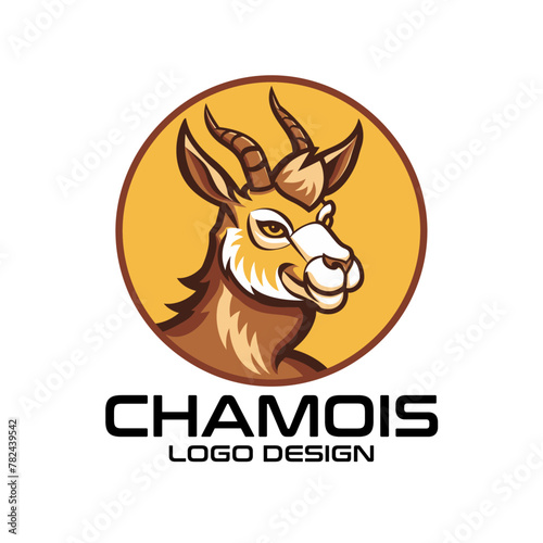 Chamois Cartoon Vector Logo Design