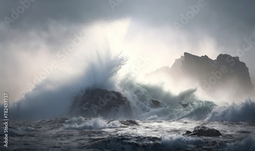 Ethereal Soft Dreamy Waves with Water Spray Generative AI