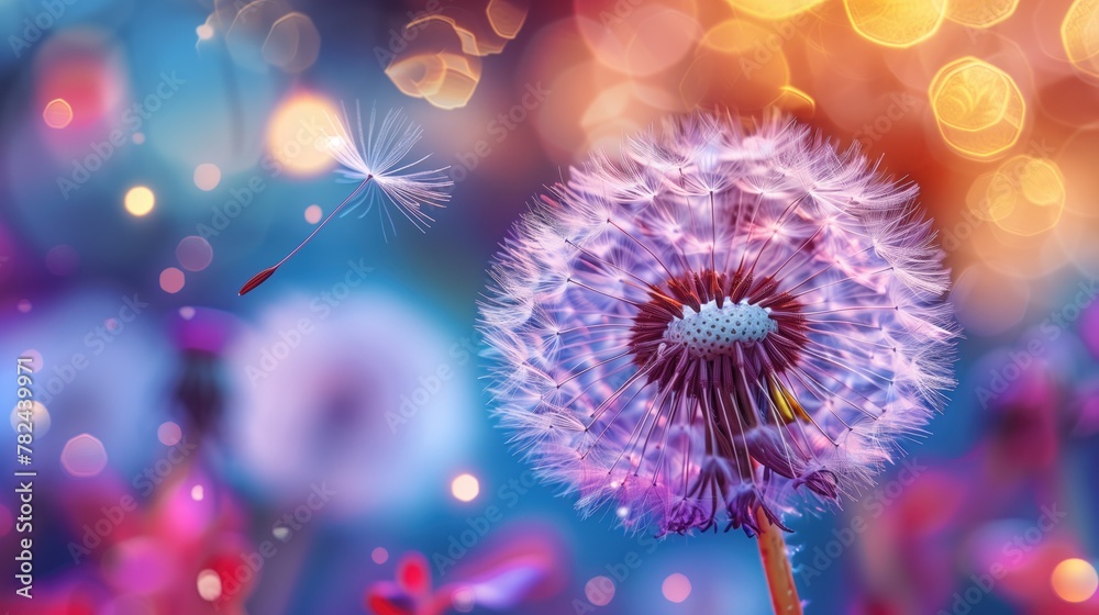 A colorful dandelion blowing in the wind A colorful dandelion blowing in the wind