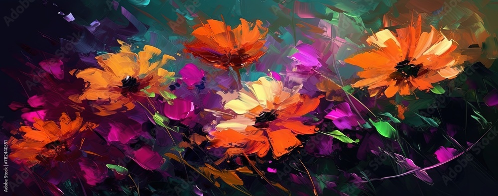 Vibrant Psychedelic Floral Artistry Generative AI