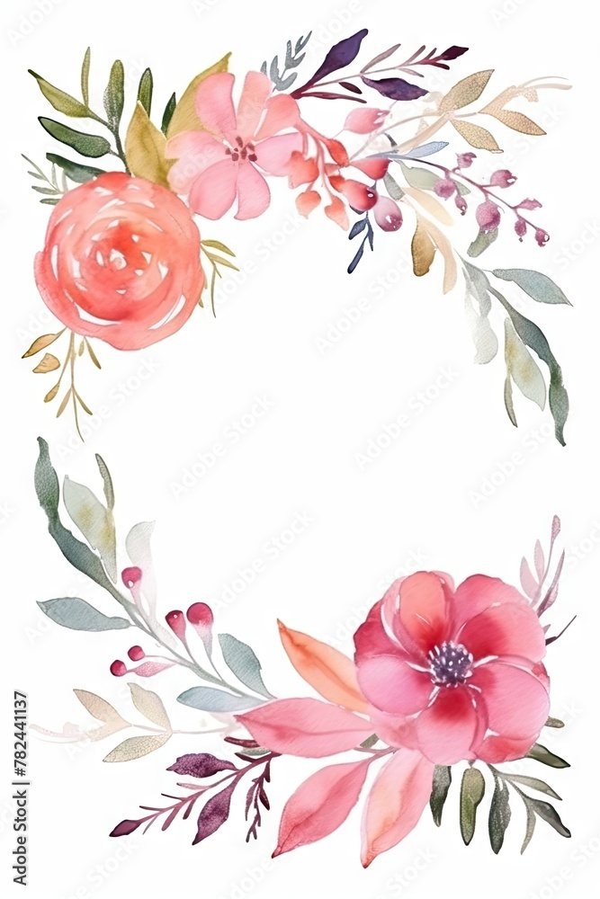 Watercolor Floral Mother's Day Greeting Card Frame Generative AI