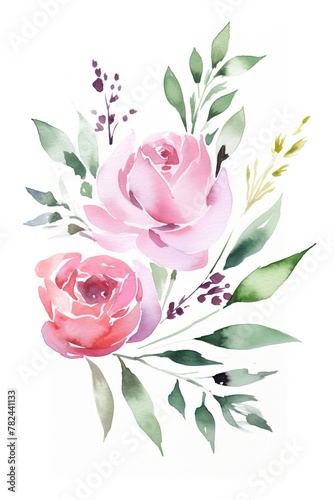 Watercolor Mothers Day Greeting Card on White Background Generative AI