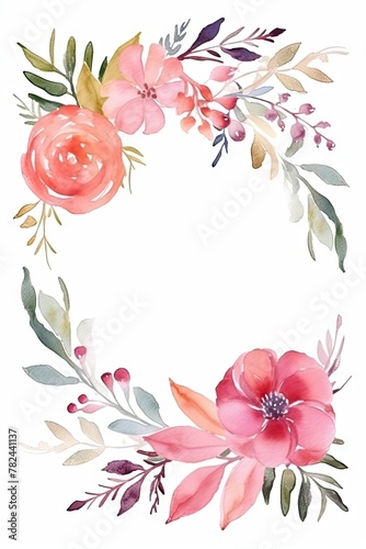 Watercolor Floral Mother's Day Greeting Card Frame Generative AI