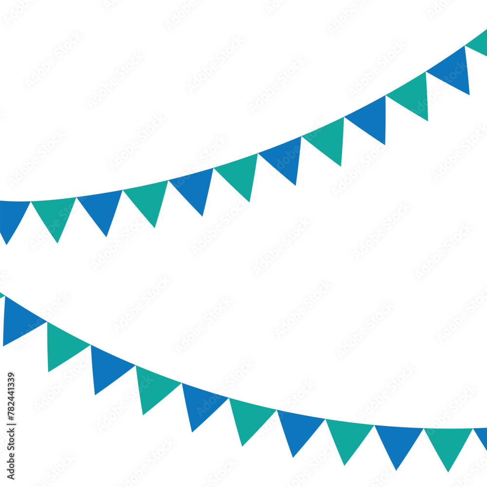 Fototapeta premium Carnival garland with flags. Decorative colorful party pennants for birthday celebration, festival and fair decoration
